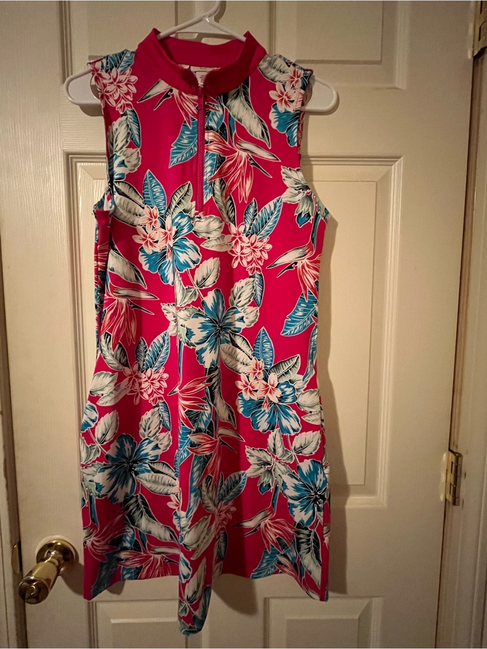 Tommy Bahama Golf Tropical Floral Quarter Zip Sleeveless Performance Dress